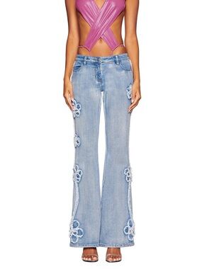 I.AM.GIA Tyla Embroidered Low Rise Y2K Flared Jeans